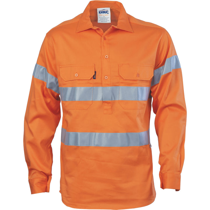 HiVis Cool-Breeze Close Front Cotton Shirt with CSR R/Tape - Orange