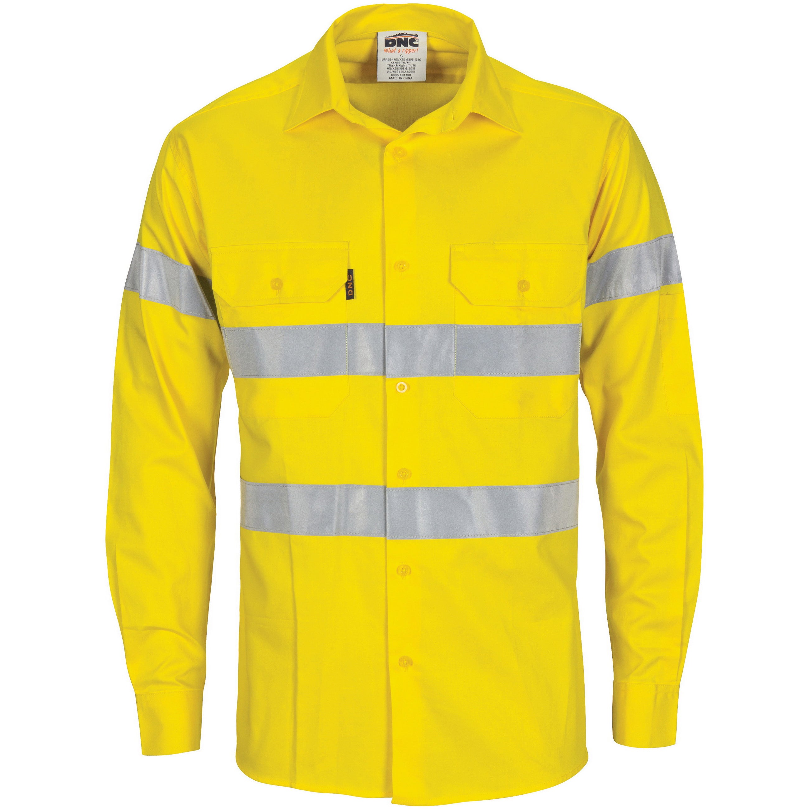 HiVis Cool-Breeze Cotton Shirt with CSR R/Tape - Long Sleeve - Yellow