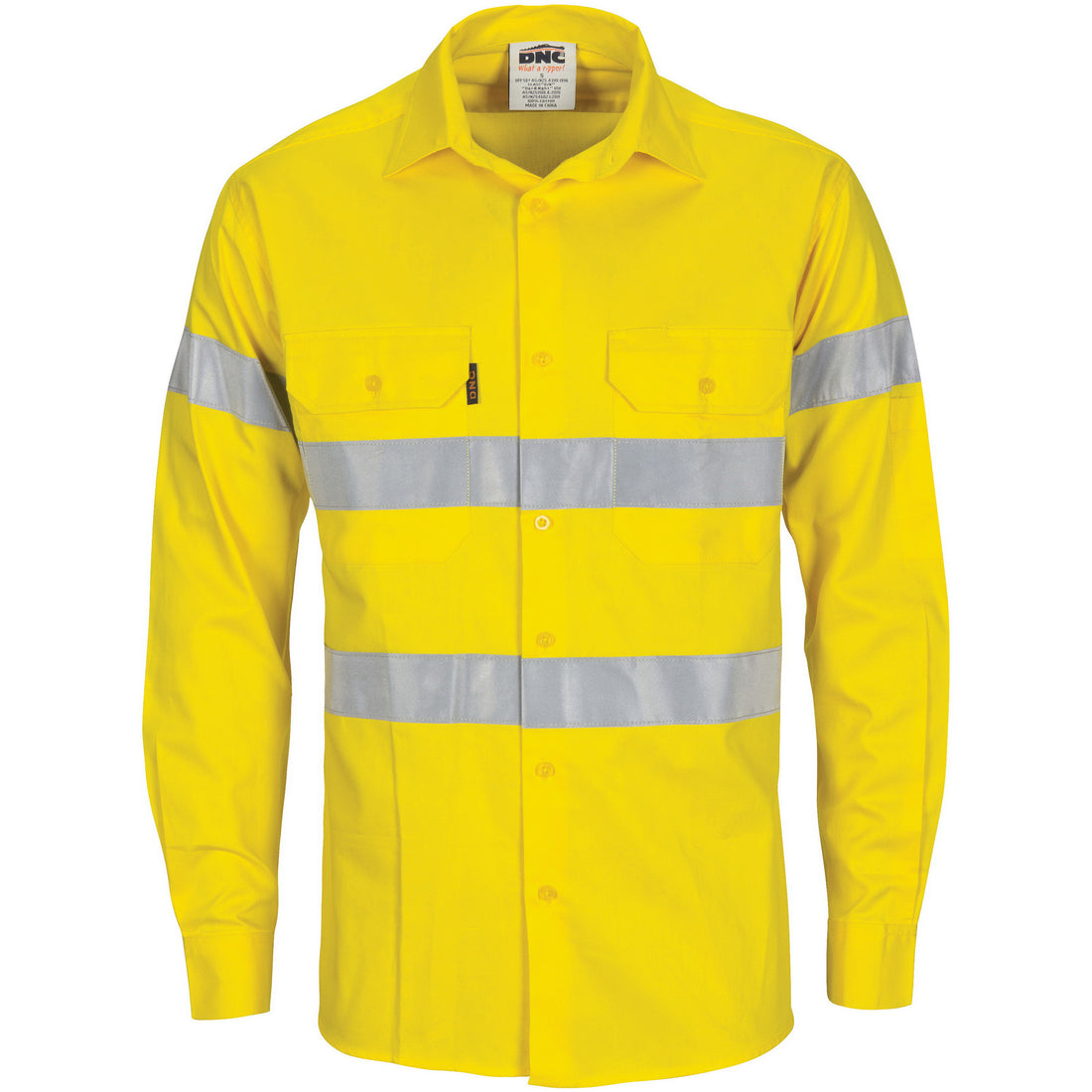 HiVis Cool-Breeze Cotton Shirt with CSR R/Tape - Long Sleeve - Yellow
