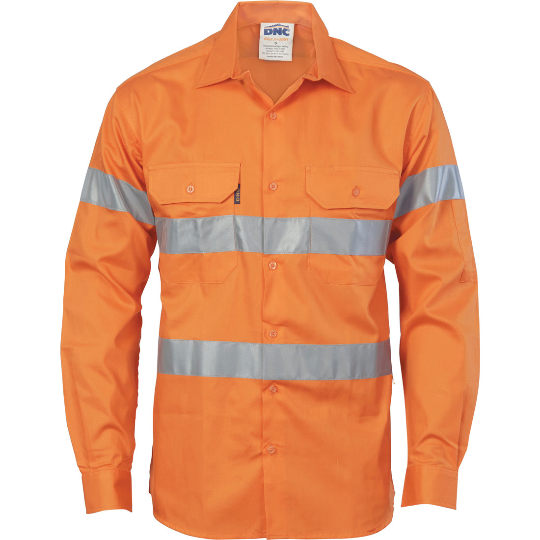 HiVis Cool-Breeze Cotton Shirt with CSR R/Tape - Long Sleeve - Orange