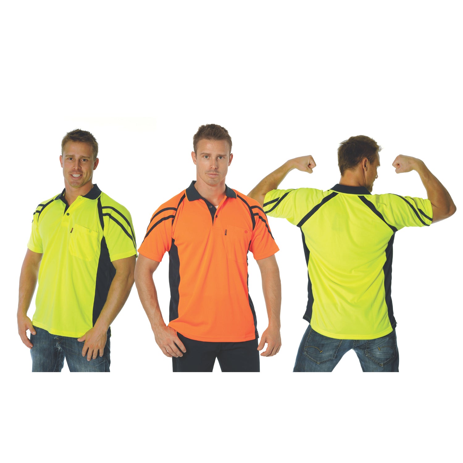 Cool-Breathe Stripe Panel Polo Shirt - Short Sleeve