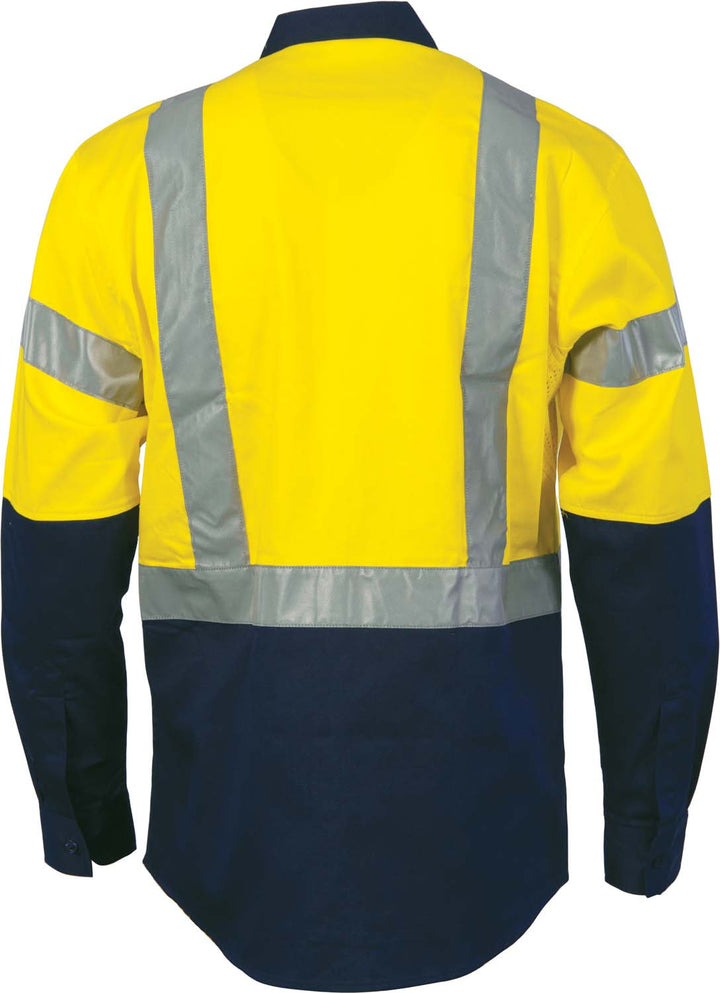 HiVis D/N Two Tone Drill Shirt with "H" Pattern CSR R/Tape - Long Sleeve