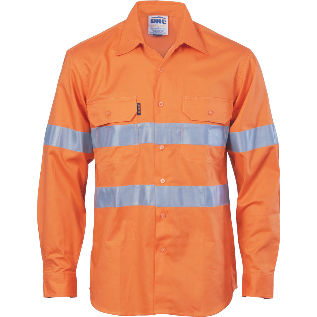 HiVis Cool-Breeze Vertical Vented Cotton Shirt with CSR R/Tape - Long Sleeve - Orange