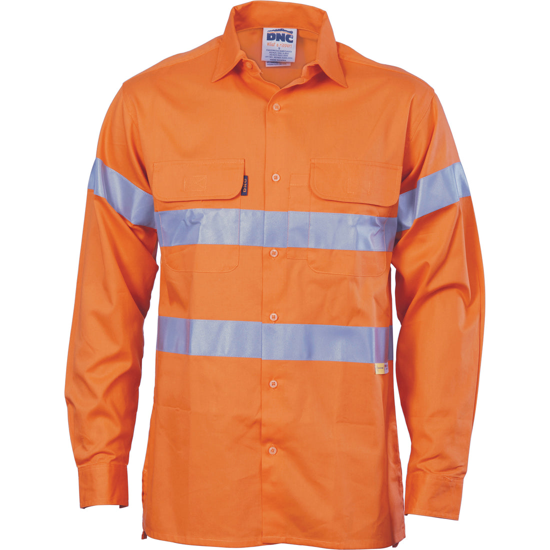 HiVis Cool-Breeze Cotton Shirt with 3M 8906 R/Tape - Long Sleeve - Orange