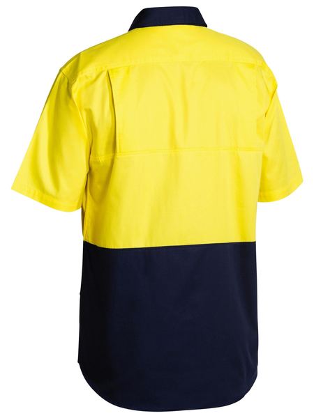 Bisley Hi Vis Cool Lightweight Drill Shirt BS1895 - Yellow/Navy rear