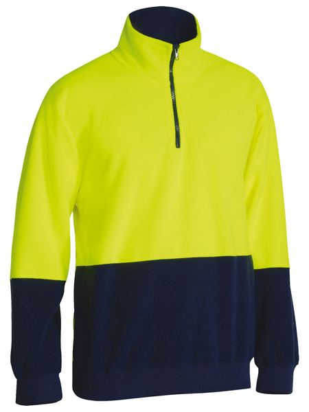 Bisley Hi Vis Polar fleece Zip Pullover BK6889 - Yellow/Navy front
