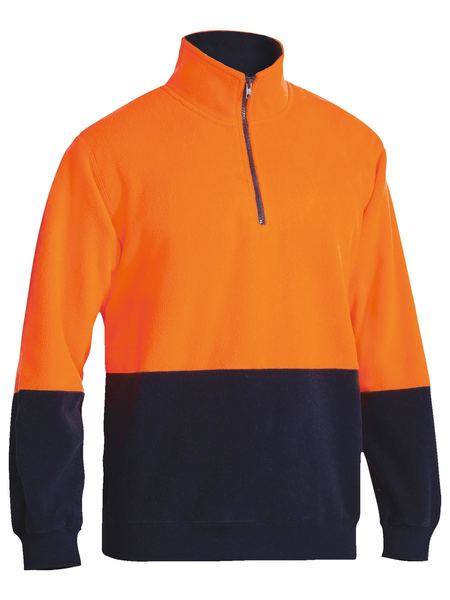 Bisley Hi Vis Polar fleece Zip Pullover BK6889 - Orange/Navy front