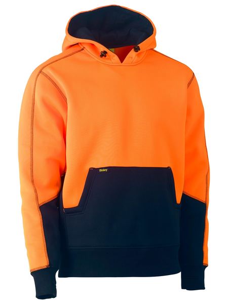 Bisley Hi Vis Fleece Hoodie Pullover BK6619 - Orange/Navy front