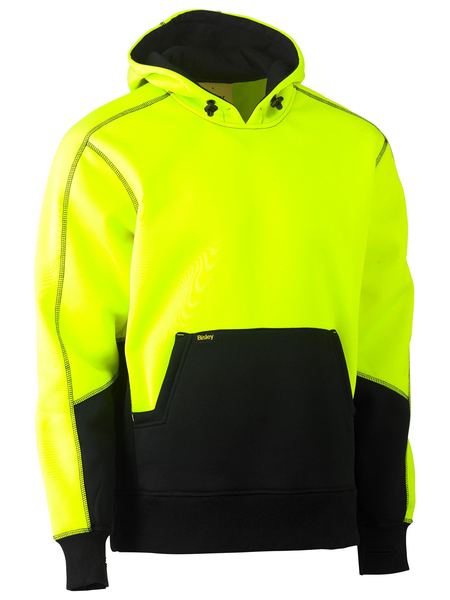 Bisley Hi Vis Fleece Hoodie Pullover BK6619 - Yellow/Navy front