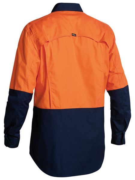 Bisley X Airflow™ Hi Vis Ripstop Shirt BS6415 - Orange/Navy rear