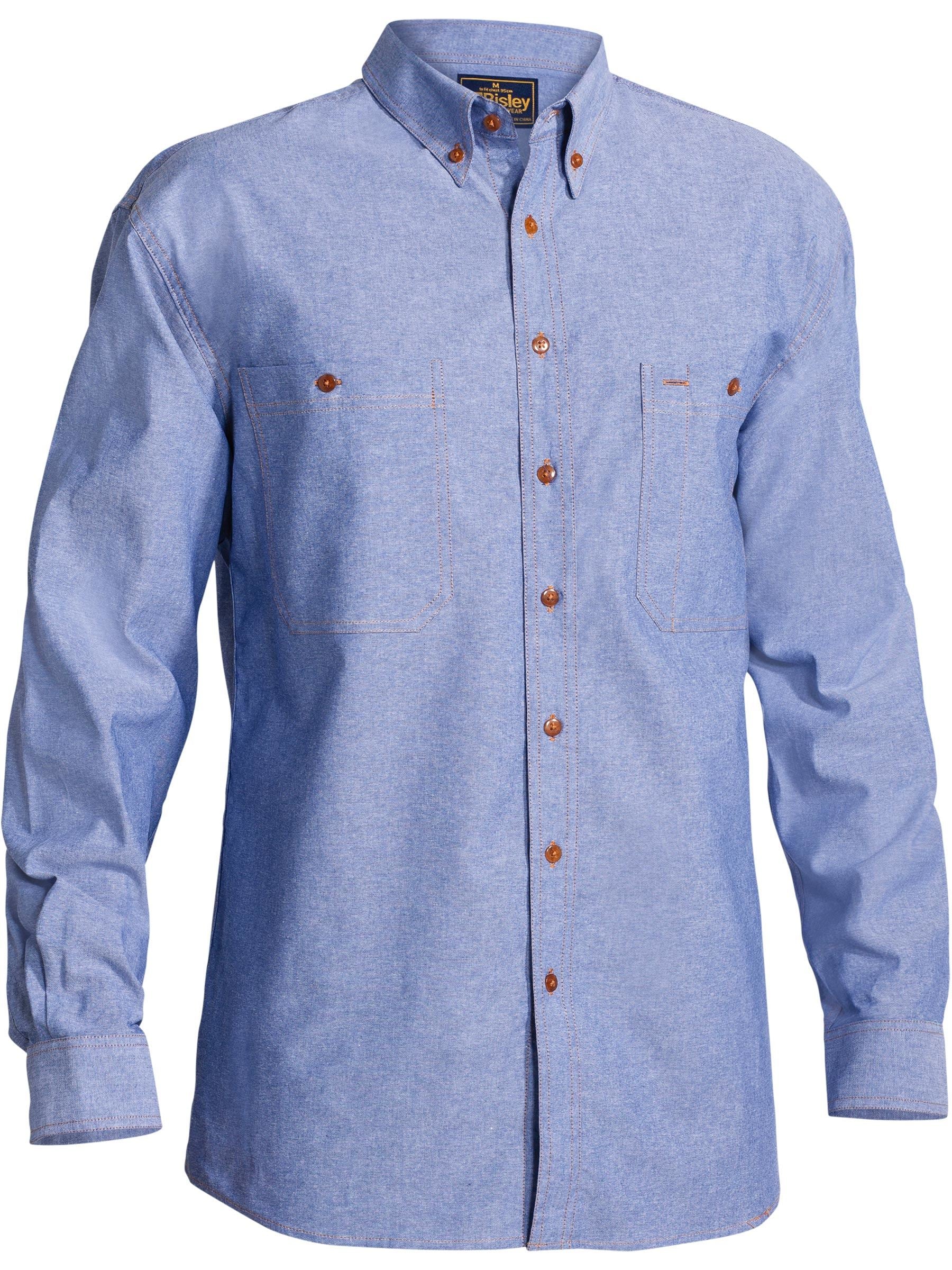 Bisley Chambray Shirt B76407 - Blue front