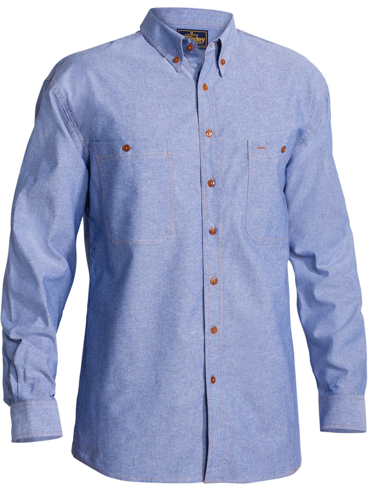 Bisley Chambray Shirt B76407 - Blue front