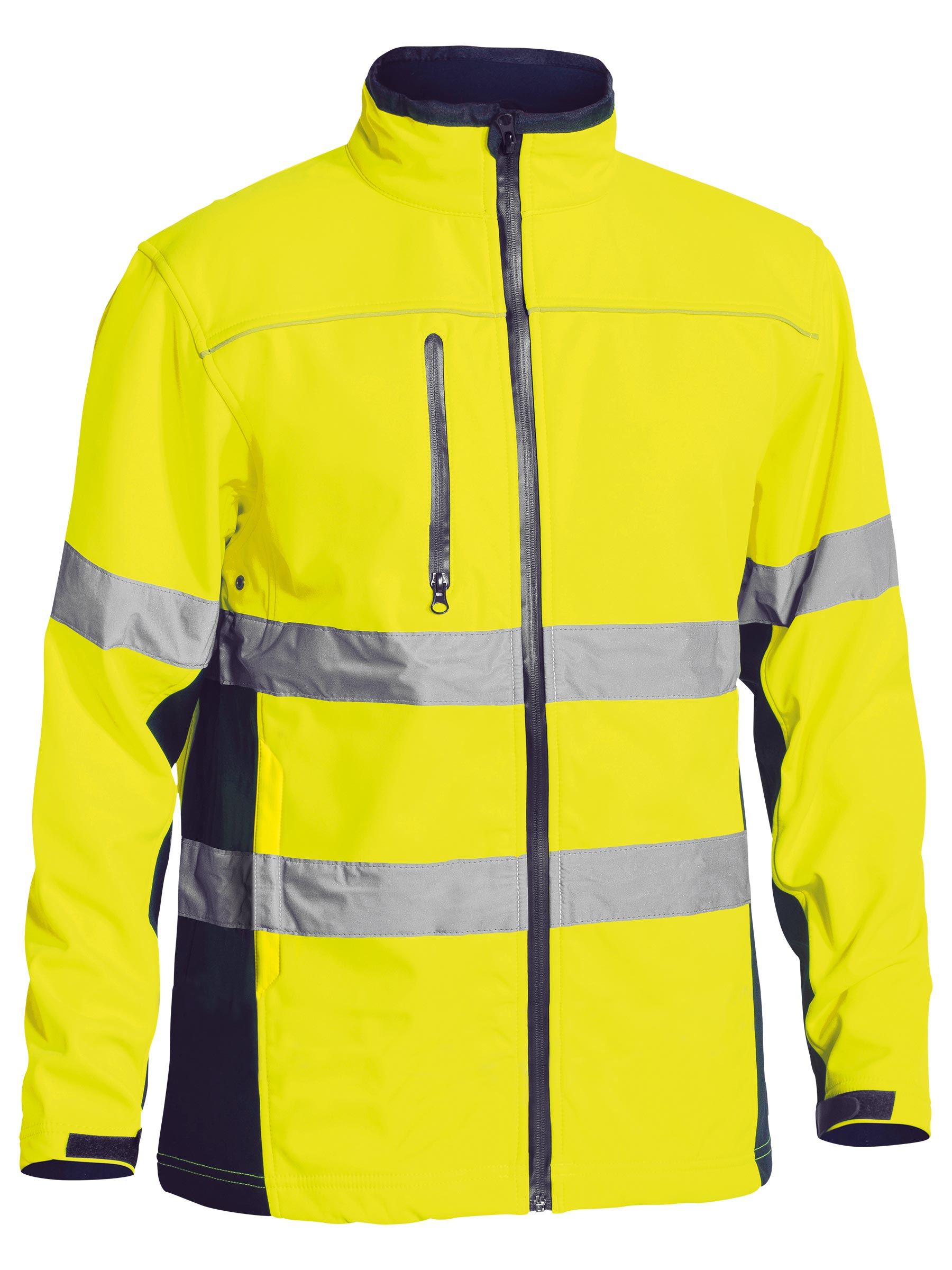 Bisley Taped Hi Vis Soft Shell Jacket BJ6059T - Yellow/Navy rear