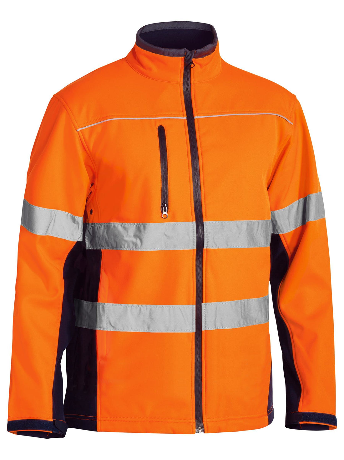 Bisley Taped Hi Vis Soft Shell Jacket BJ6059T - Orange/Navy rear