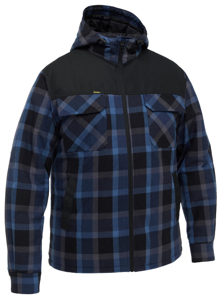 Bisley Contrast Check Zip Front Hoodie BJ6703 - Check Blue front