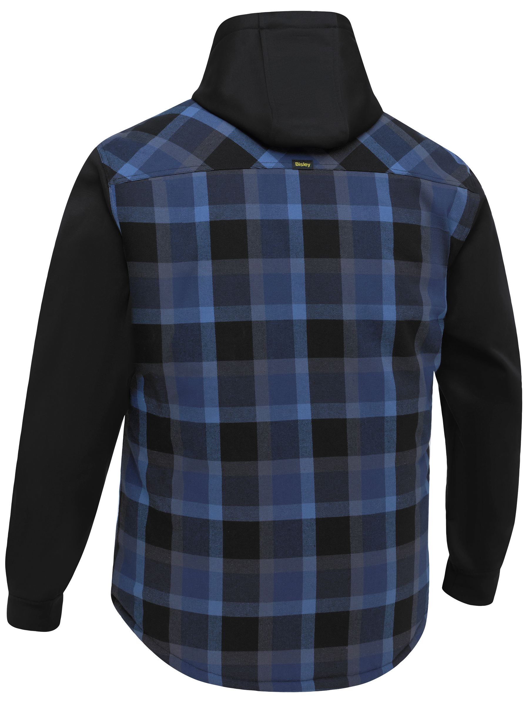 Bisley Contrast Check Hooded Shirt BJ6708 - Check Blue rear