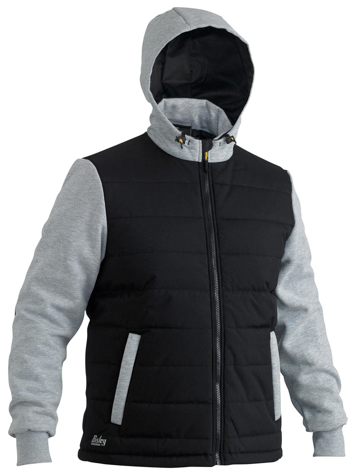Bisley Flx & Move™ Contrast Puffer Fleece Hooded Jacket BJ6944 - Black front