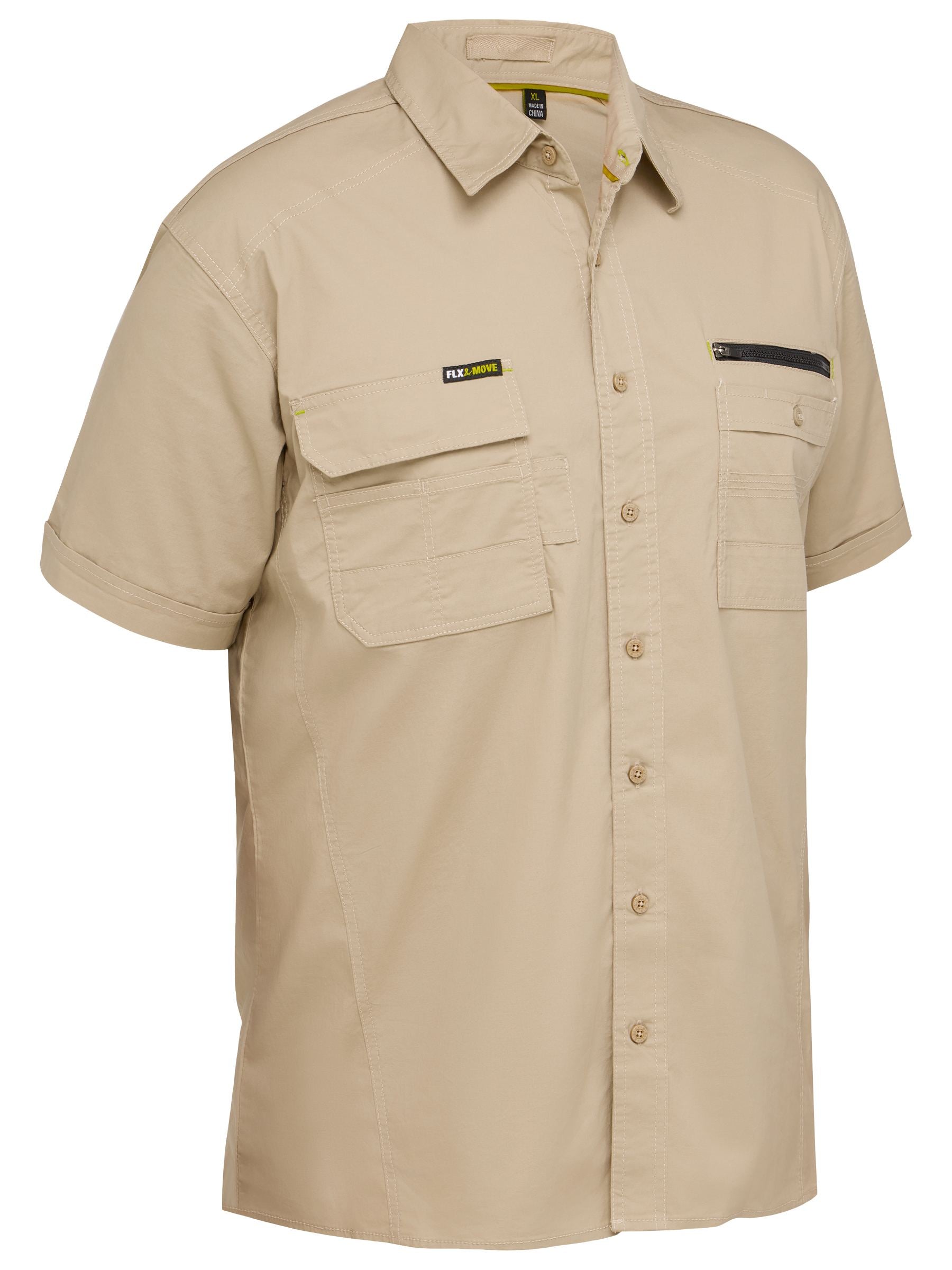 Bisley Flx & Move™ Utility Work Shirt BS1144 - Stone front