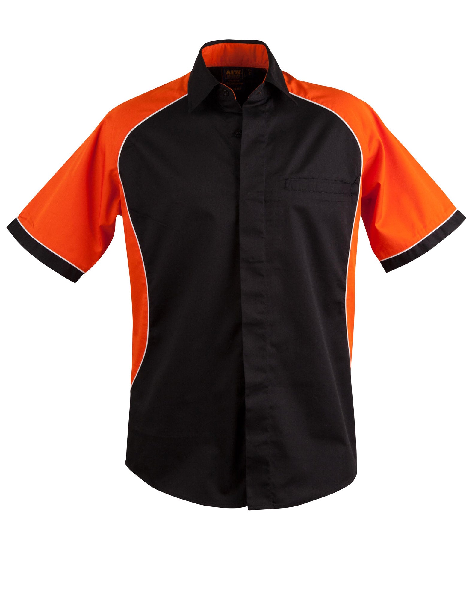 Men'S Arena Tri-Colour Contrast Shirt - Black White.Orange