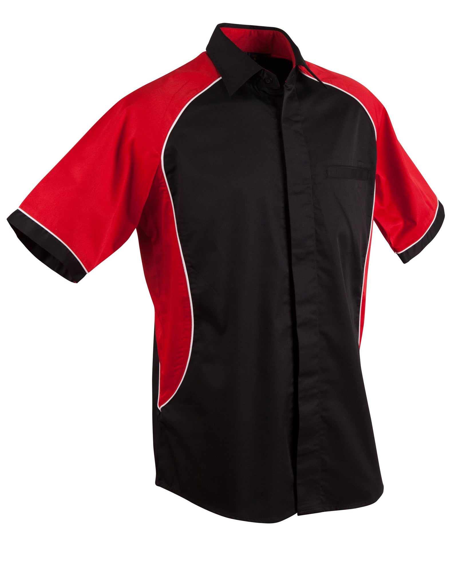 Men'S Arena Tri-Colour Contrast Shirt - Black White.Red