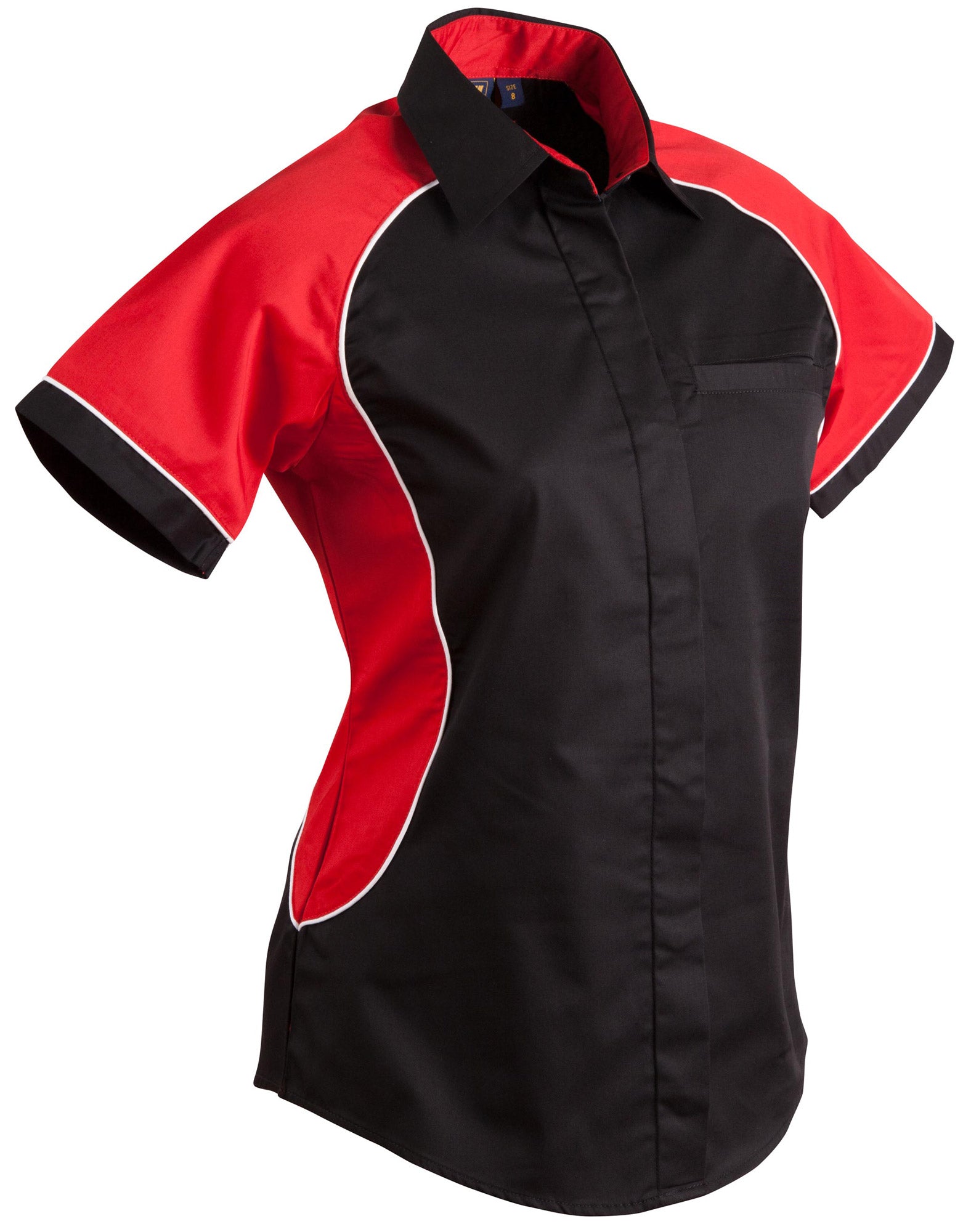 Women'S Arena Tri-Colour Contrast Shirt - Black White.Red