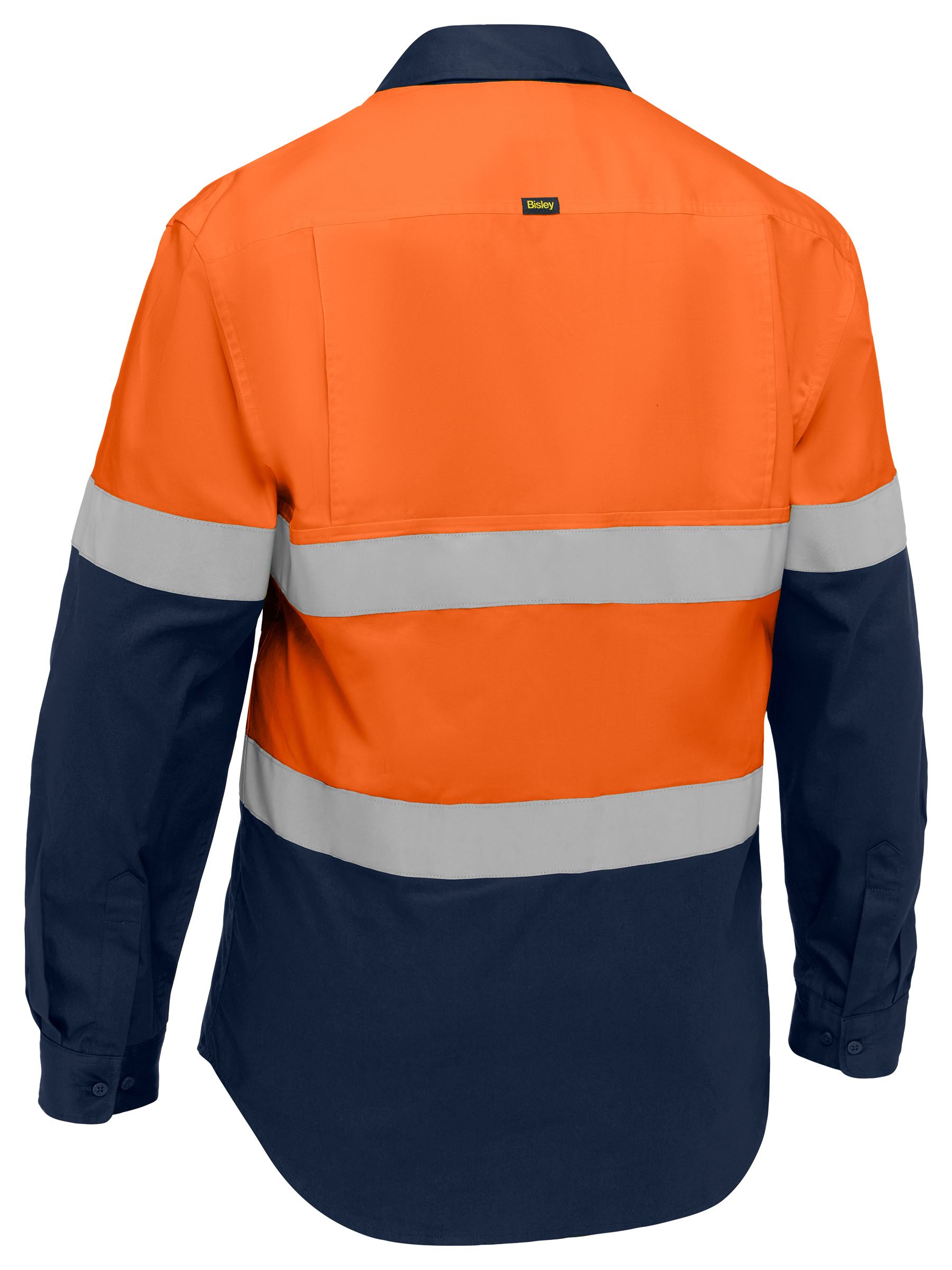 Bisley Industrial Taped Hi Vis Cool Lighweight Vented Shirt BS6390T - Orange/Navy rear