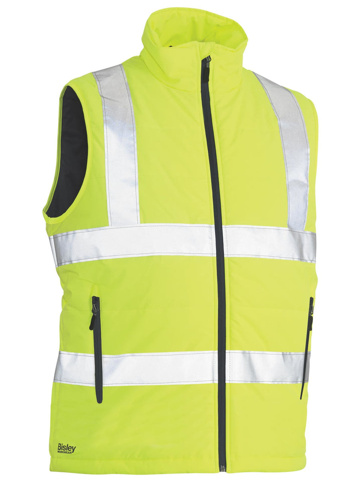 Bisley Taped Hi Vis Puffer Vest BV0329HT - Yellow front