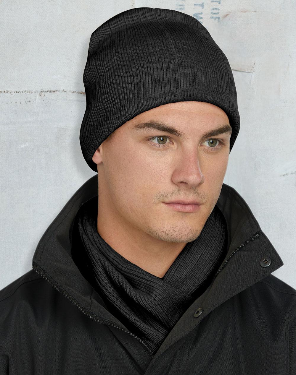 Cable Knit Beanie With Fleece Head Band