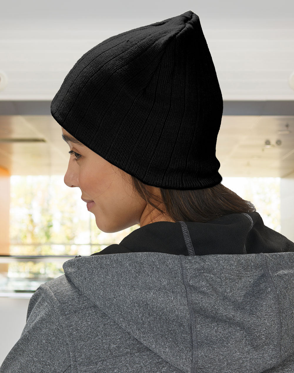 Cable Knit Beanie With Fleece Head Band
