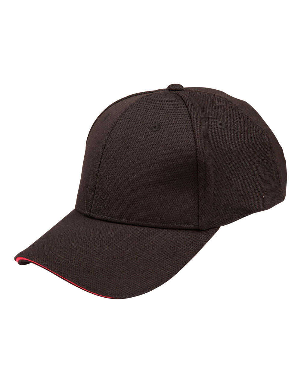 Pique Mesh With Contrast Sandwich - Black Red