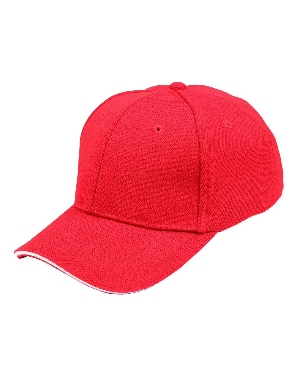 Pique Mesh With Contrast Sandwich - Red White