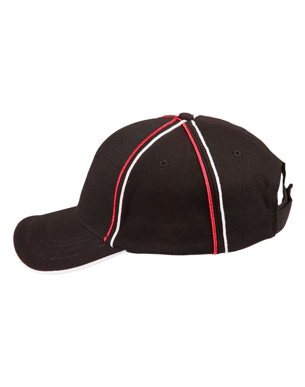 Tri-Colour Pique Mesh Cap - Black White.Red