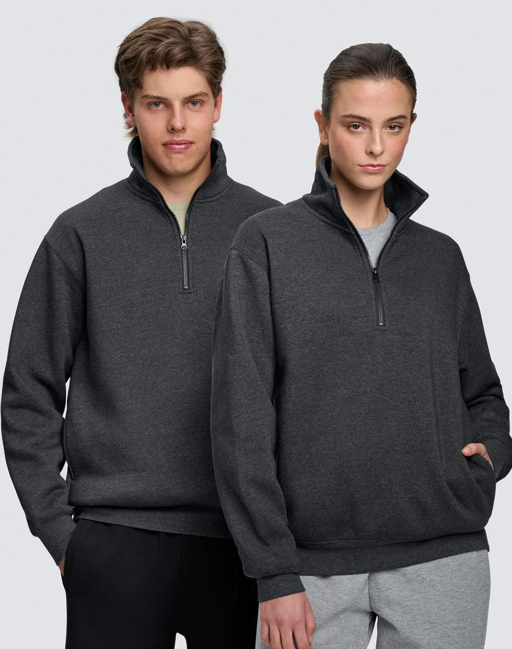 Falcon Fleece Sweat Top Unisex - Marl Charcoal