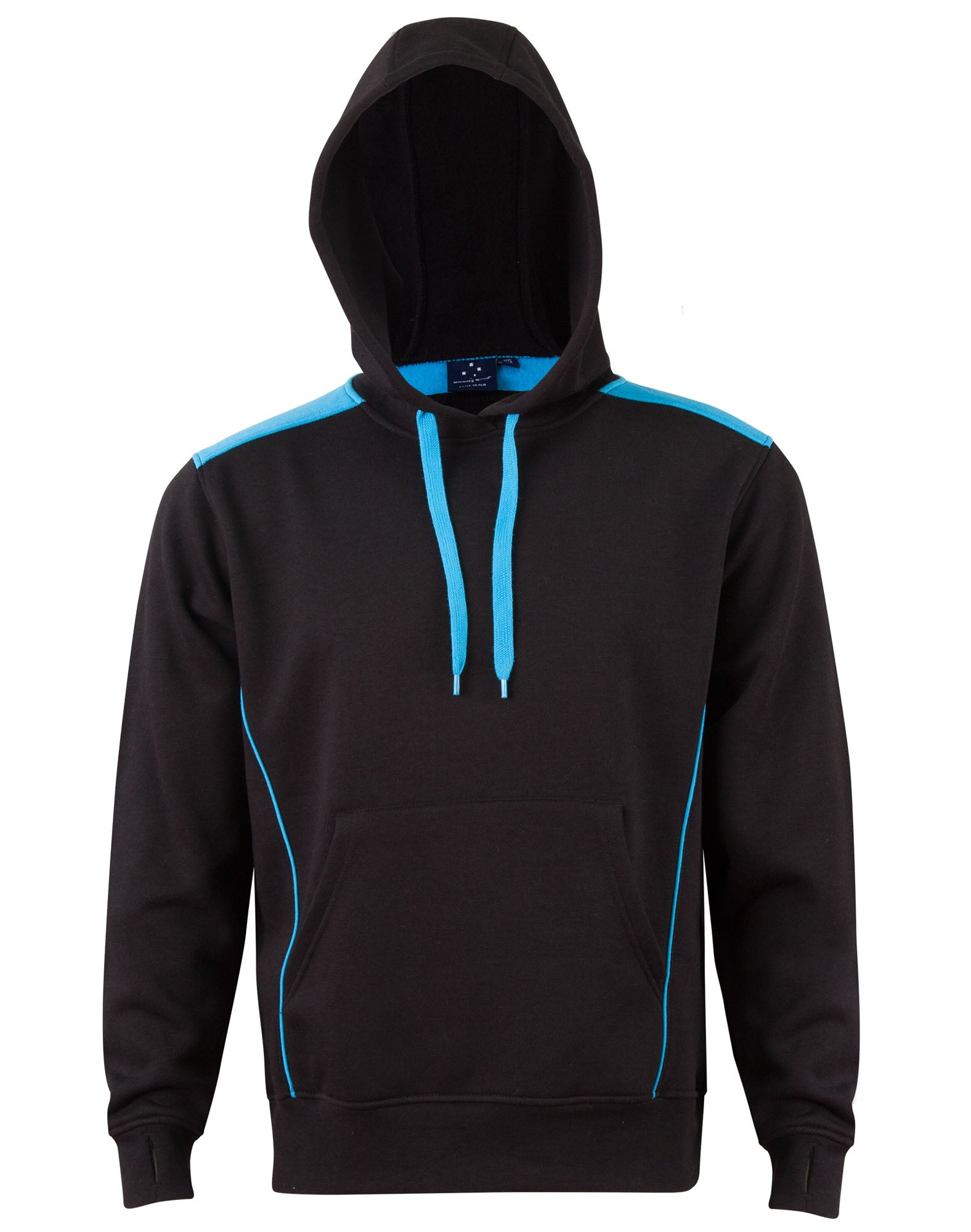 Croxton Hoodie Adult Unisex - Black Aqua Blue