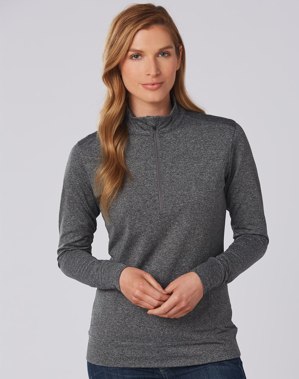 Ultimate Half Zip Long Sleeve Sweat Top- Ladies - Charcoal