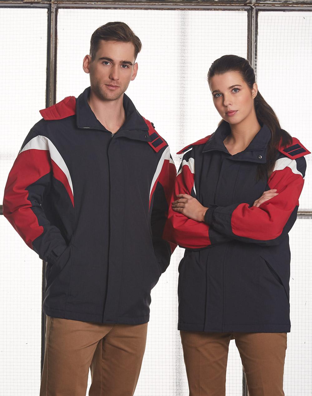 Bathurst Tri-Colour Jacket With Hood Unisex - Black White.Red
