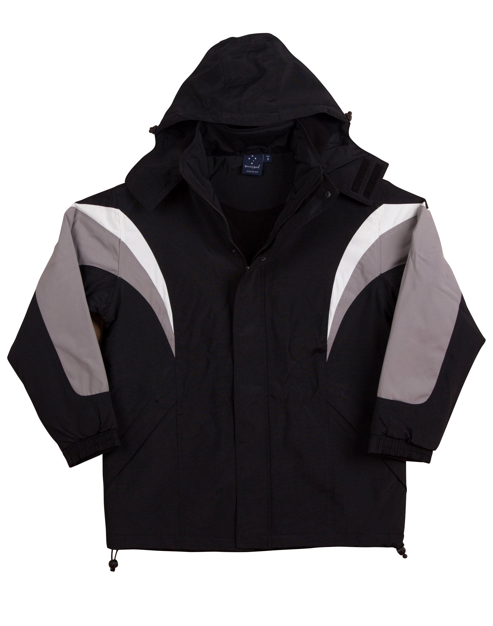 Bathurst Tri-Colour Jacket With Hood Unisex - Black White.Grey