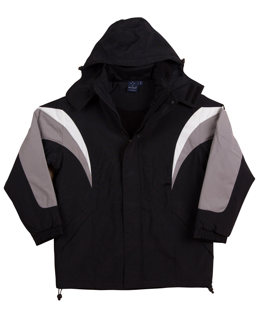 Bathurst Tri-Colour Jacket With Hood Unisex - Black White.Grey