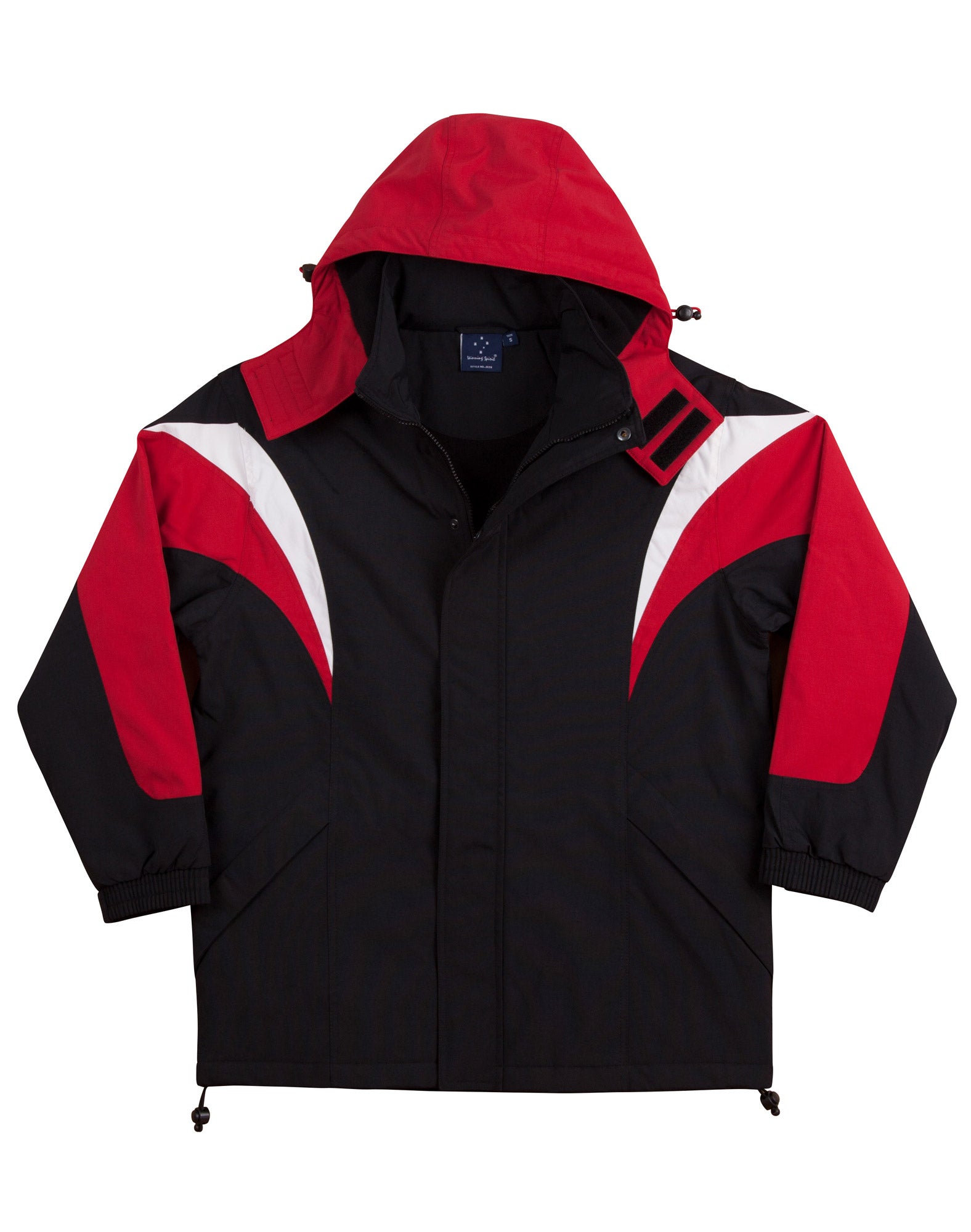 Bathurst Tri-Colour Jacket With Hood Unisex - Black White.Red
