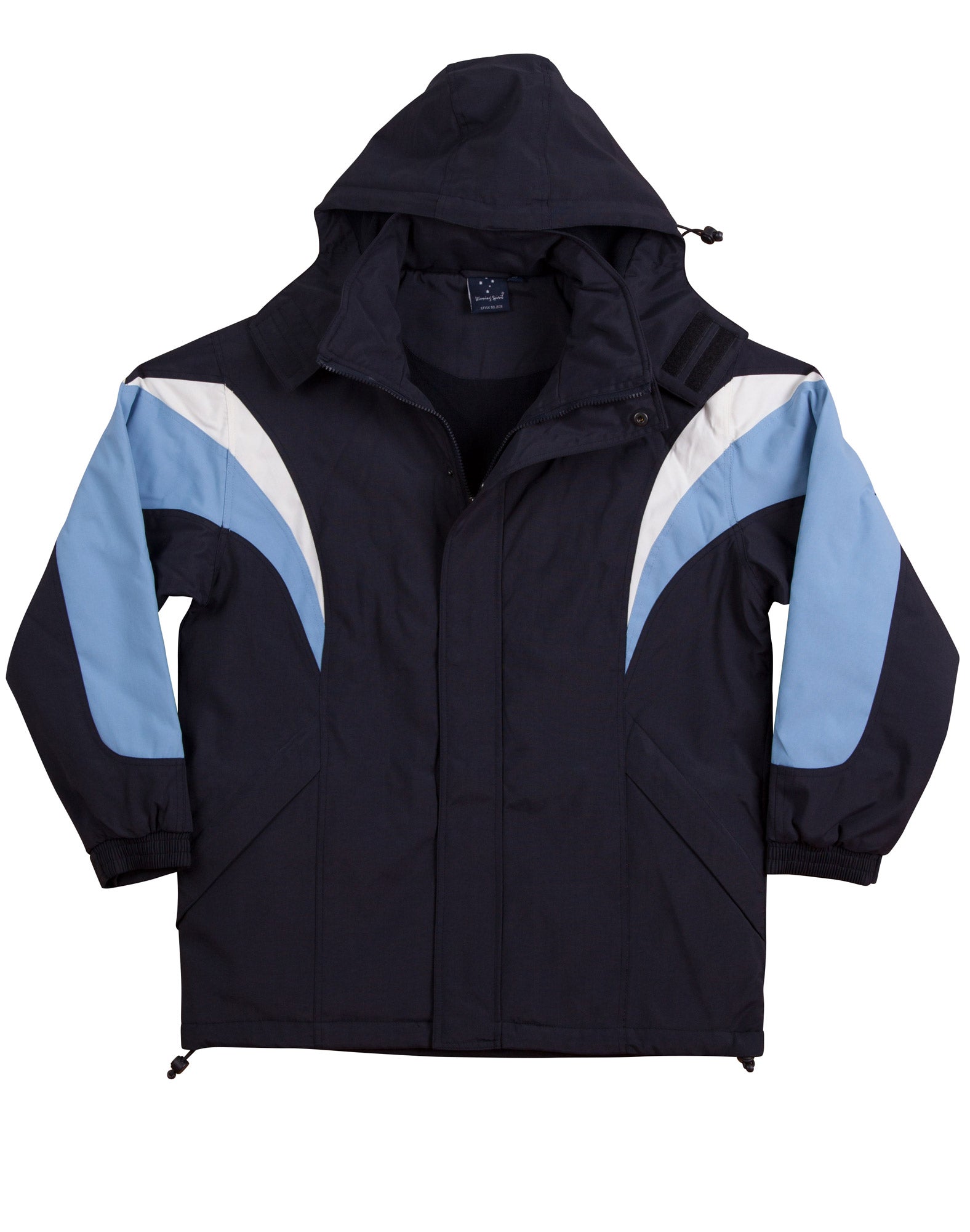 Bathurst Tri-Colour Jacket With Hood Unisex - Navy White.Skyblue