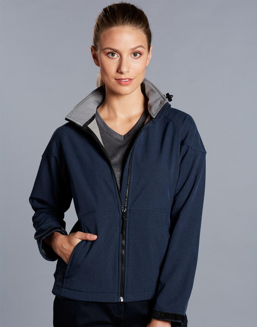 Aspen Softshell Hood Jacket Ladies' - Marl Navy Charcoal