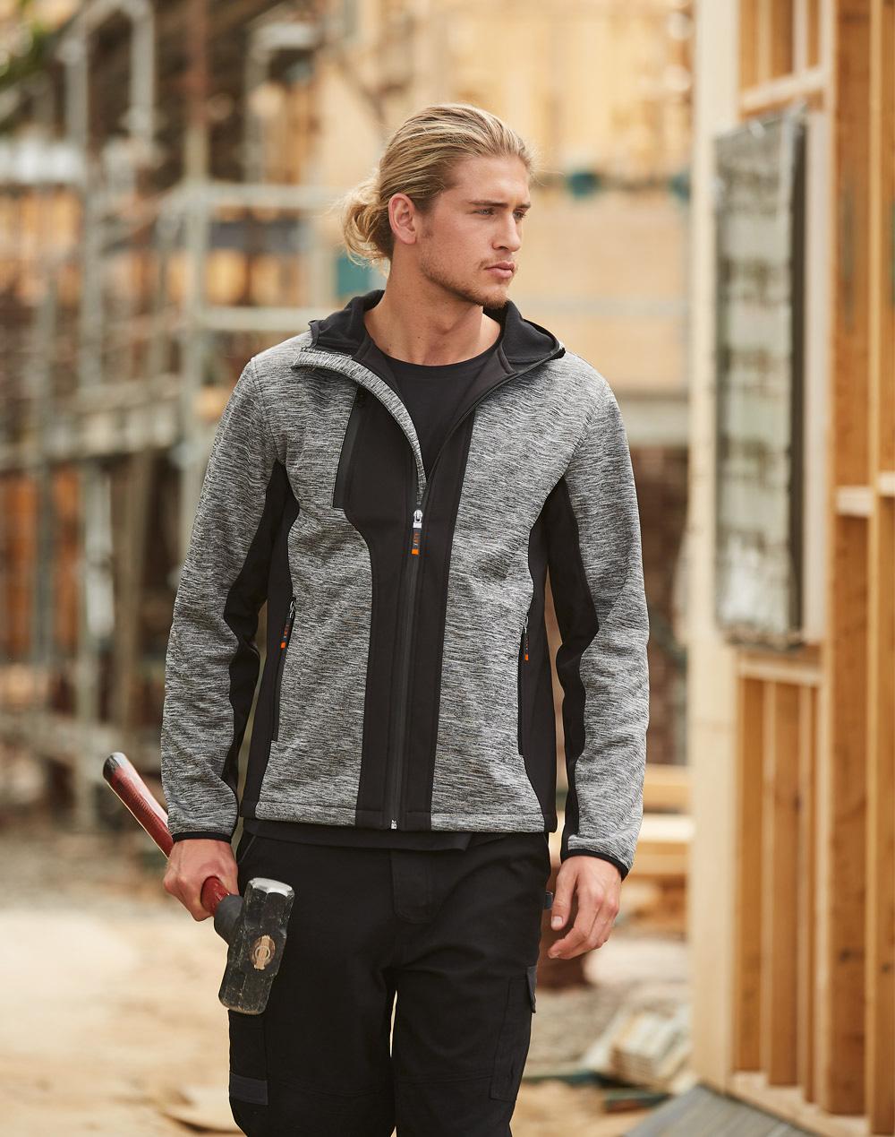 Laminated Functional Knit Hoodie - Marl Grey Black