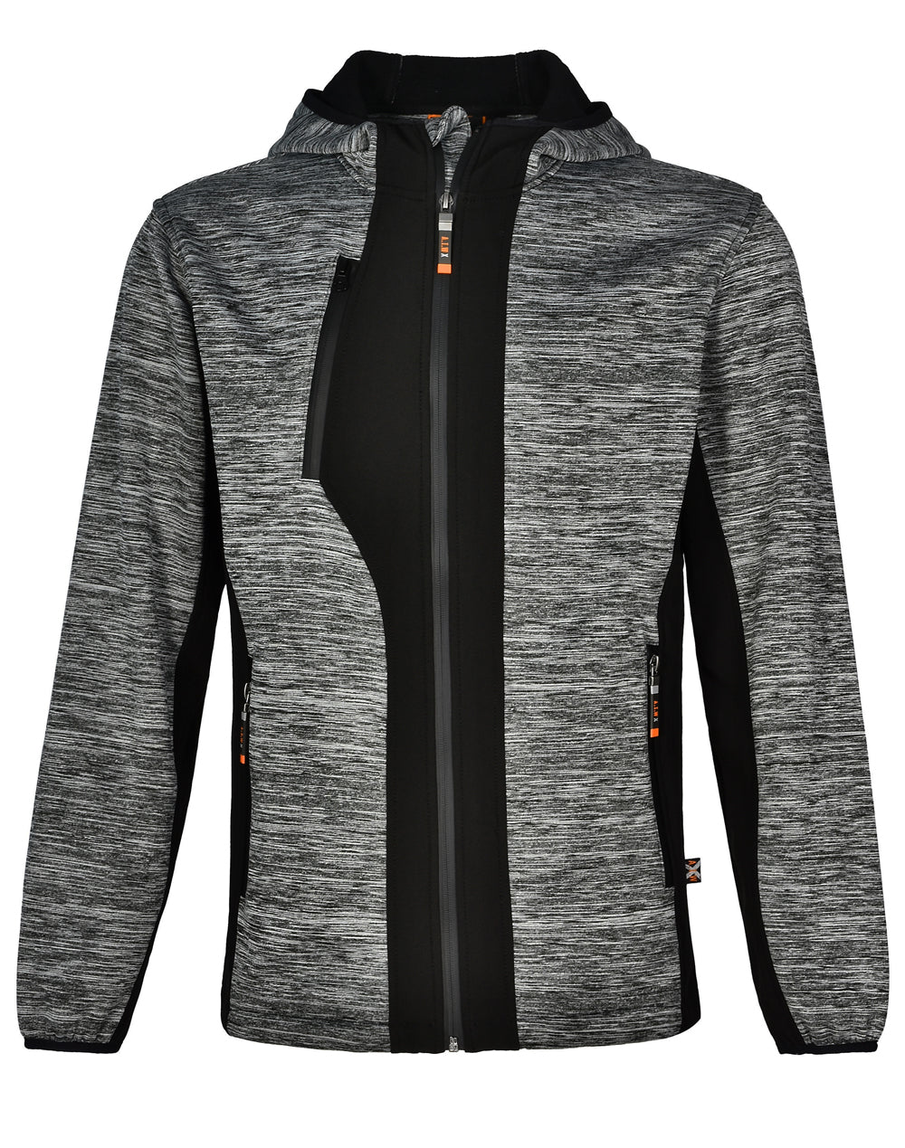 Laminated Functional Knit Hoodie - Marl Grey Black