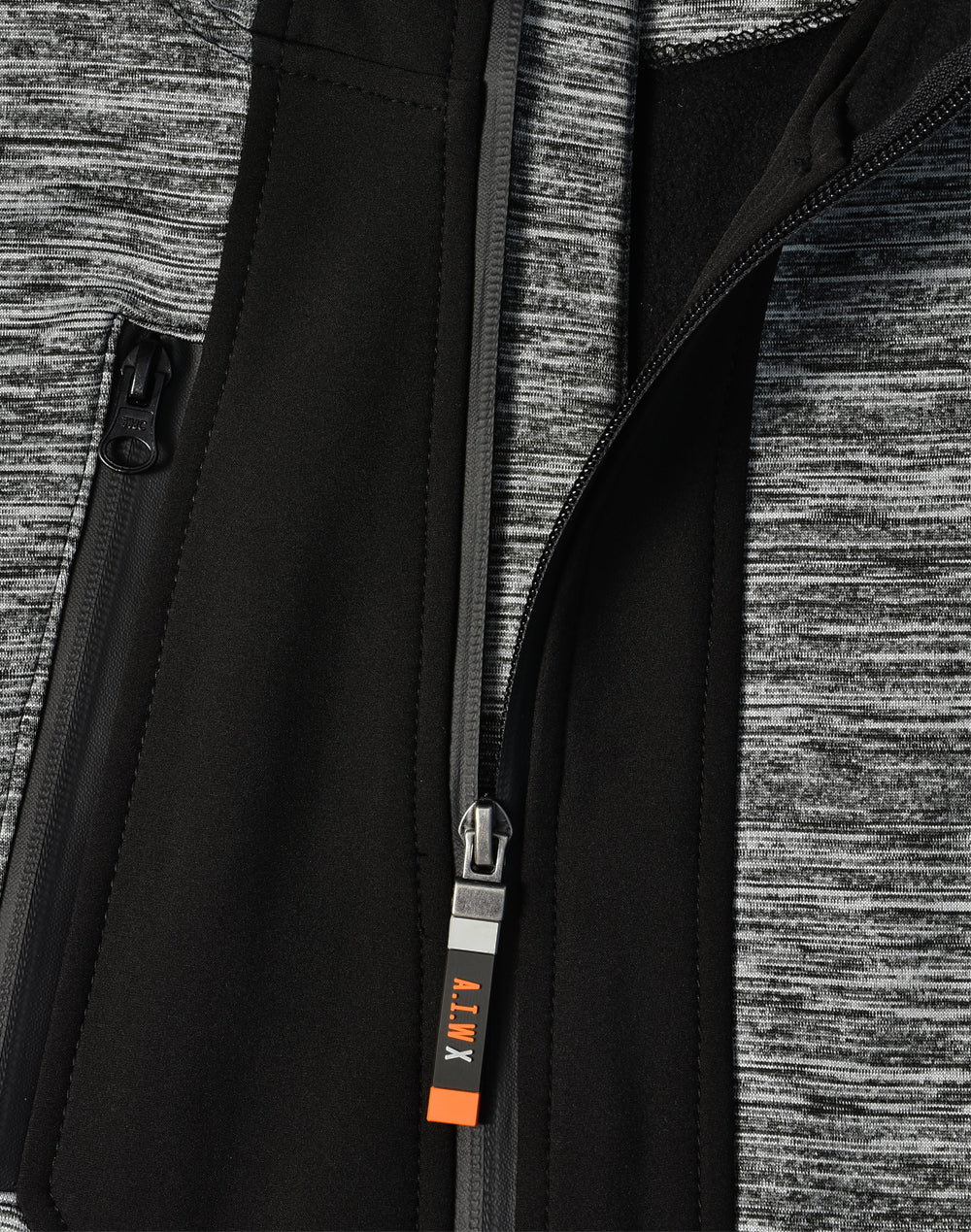 Laminated Functional Knit Hoodie - Marl Grey Black