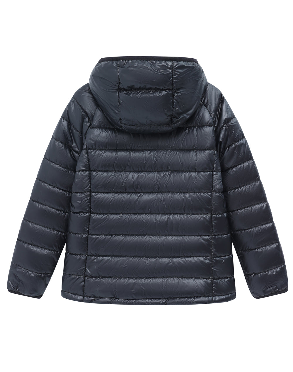 Kids Sustainable Lightweight Hooded Puffer Jacket - Black