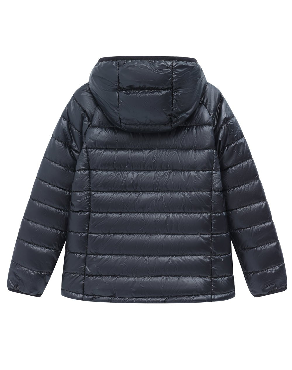 Kids Sustainable Lightweight Hooded Puffer Jacket - Black