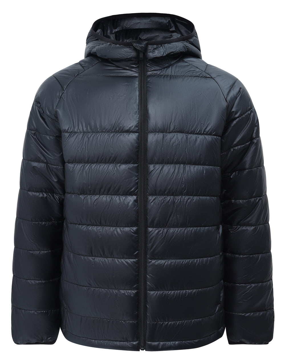 Adults Sustainable Lightweight Hooded Puffer Jacket - Black