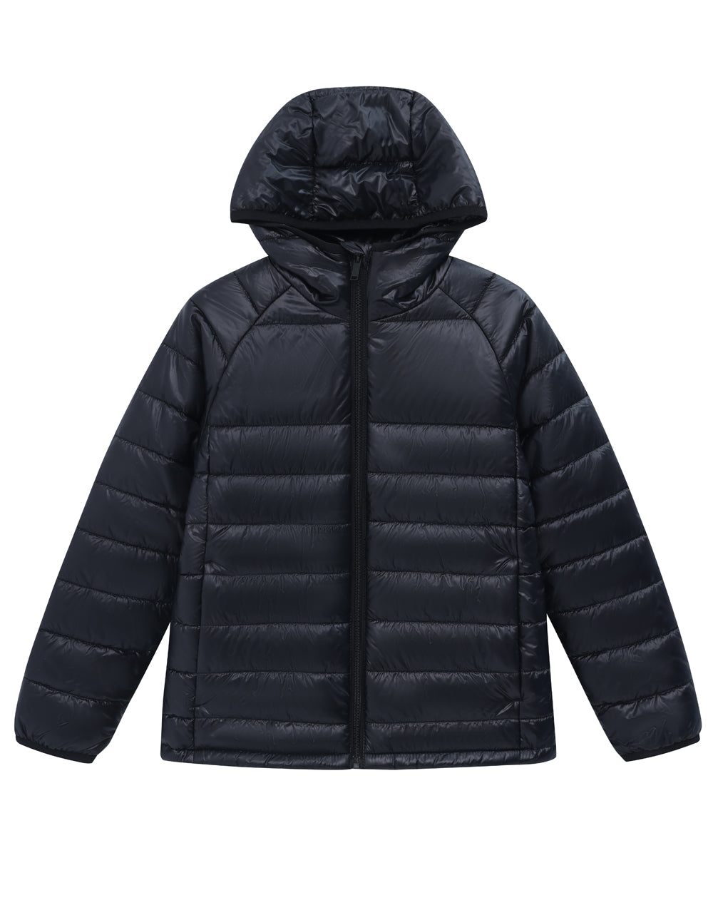 Adults Sustainable Lightweight Hooded Puffer Jacket - Black
