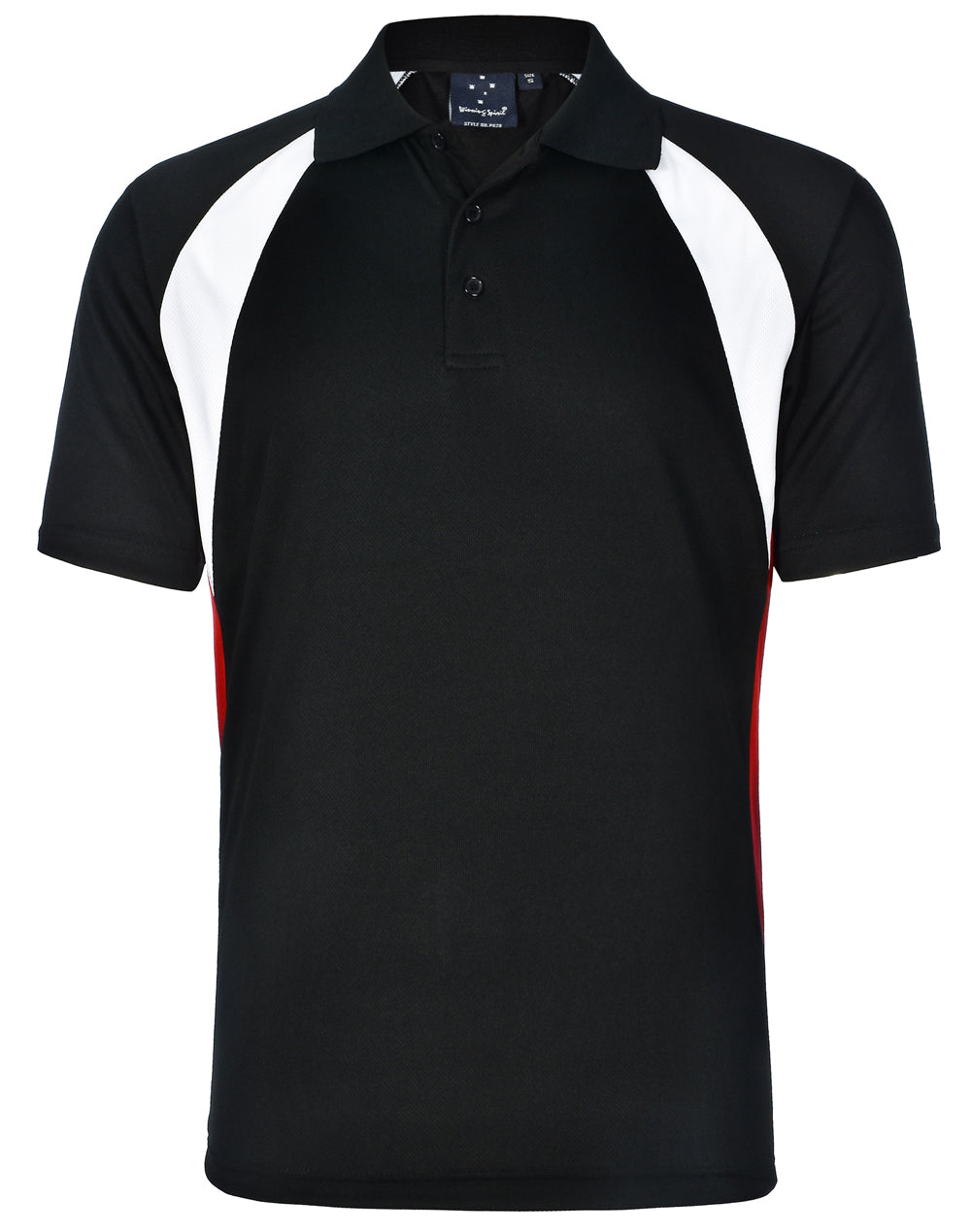 Tri Sport Polo - Black White.Red
