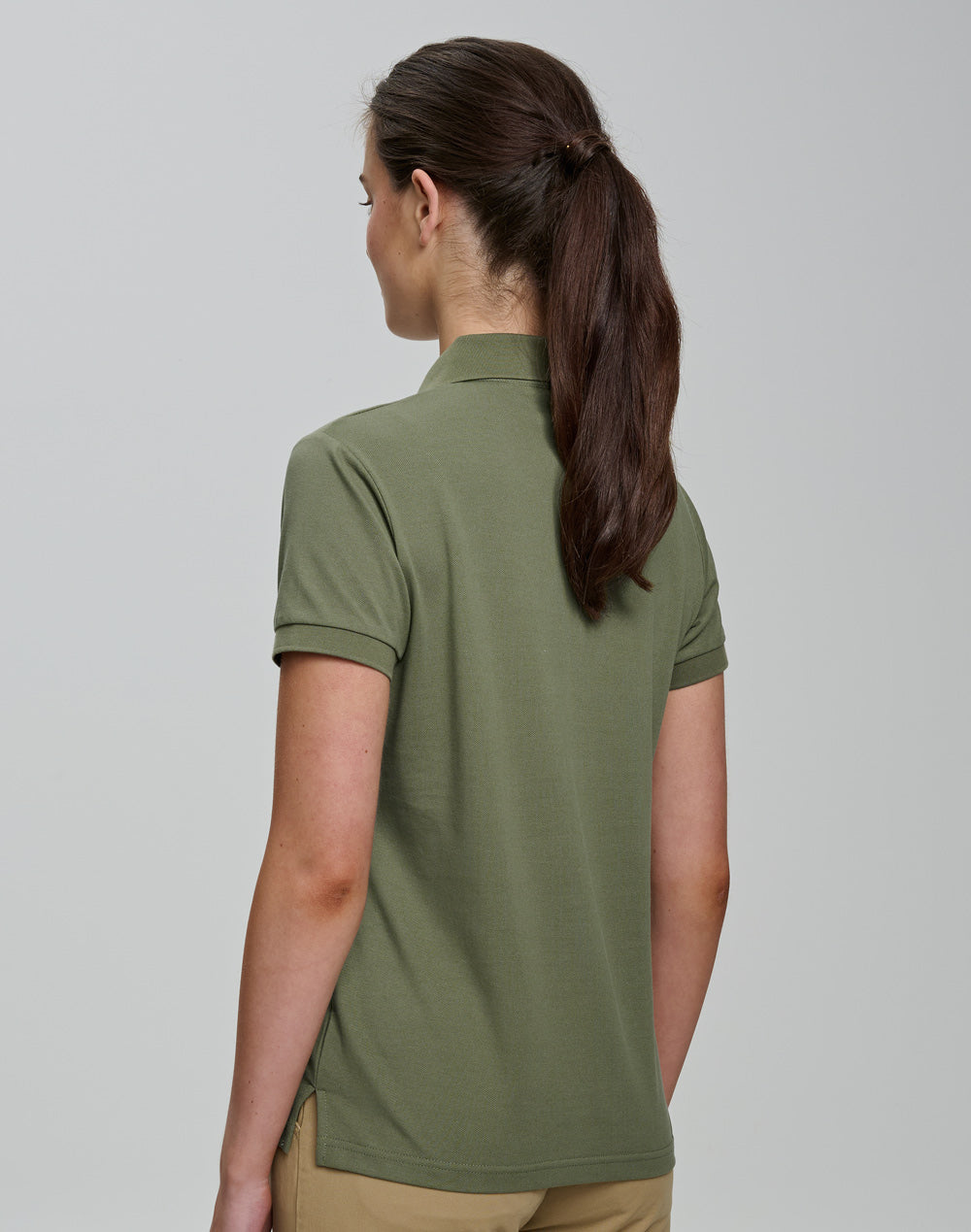 Ladies Ultrafine Cotton Pique Short Sleeve Polo - Olive Green